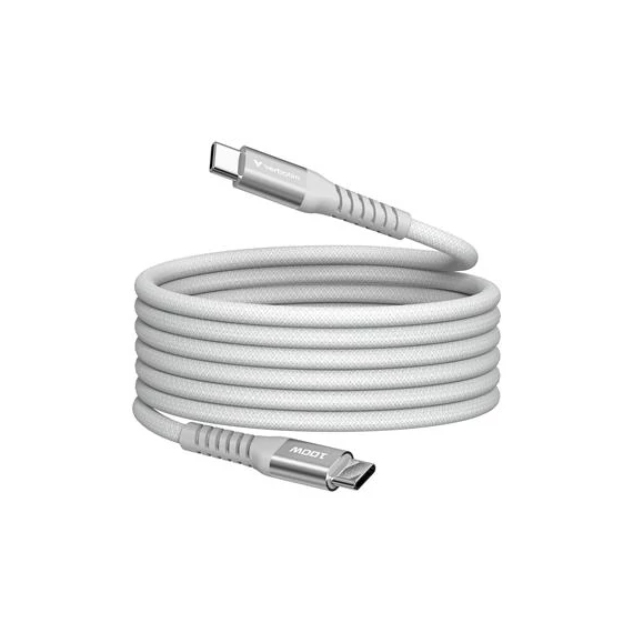 USB kábel, USB-C - USB-C, 1,2 m, 100W, mágneses, VERBATIM, szürke