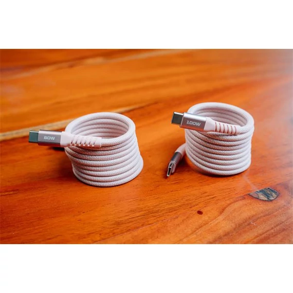 USB kábel, USB-C - USB-C, 1,2 m, 100W, mágneses, VERBATIM, rózsaszín