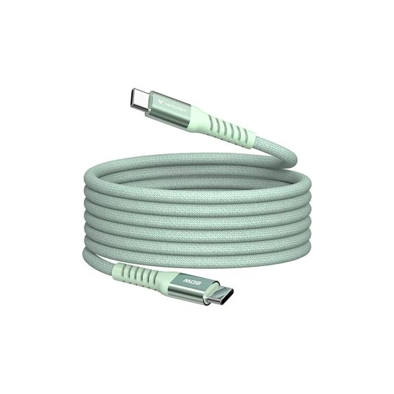 USB kábel, USB-C - USB-C, 1,2 m, 60W, mágneses, VERBATIM, zöld