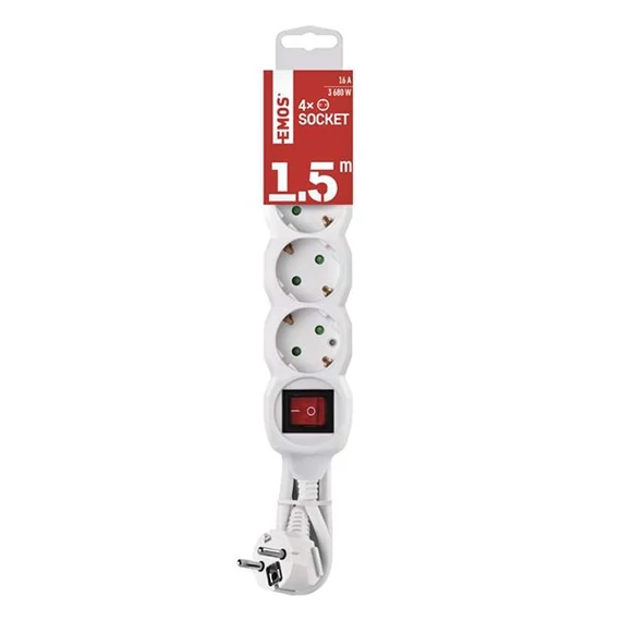 Emos P1423R 4 aljzat 3méter 1,5mm2 kapcsolós hosszabbító