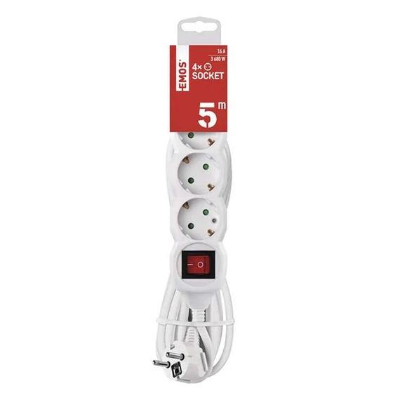 Emos P1425R 4 aljzat 5méter 1,5mm2 kapcsolós hosszabbító