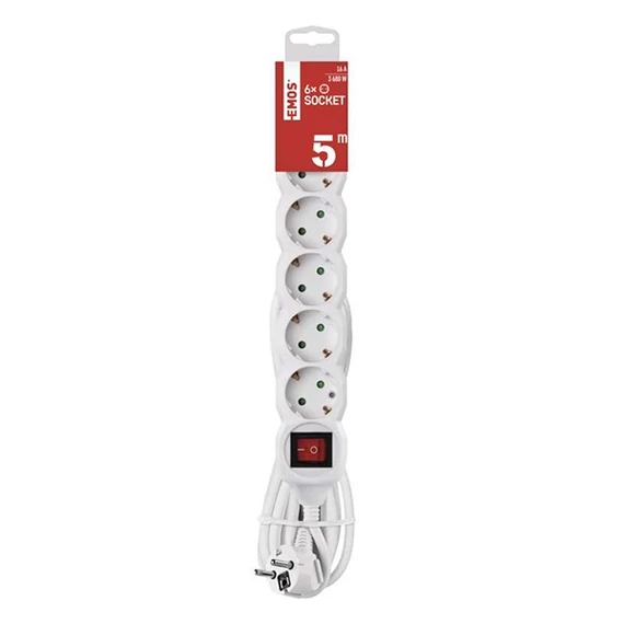 Emos P1625R 6 aljzat 5méter 1,5mm2 kapcsolós hosszabbító