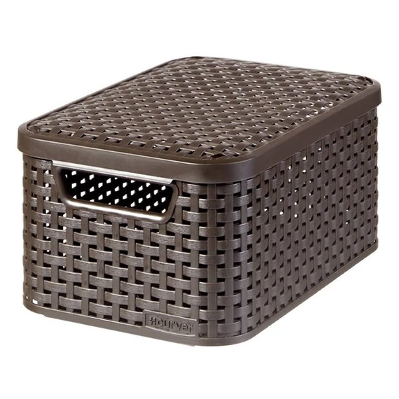 Rattan hatású kosár tetővel, 6l, barna, CURVER, 