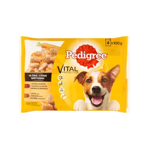 Állateledel alutasakos PEDIGREE kutyáknak 4-pack marha-bárány pulyka-répa válogatás 4x100 g
