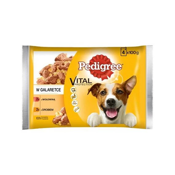 Állateledel alutasakos PEDIGREE Adult kutyáknak 4-pack marha-baromfi válogatás 4x100 g