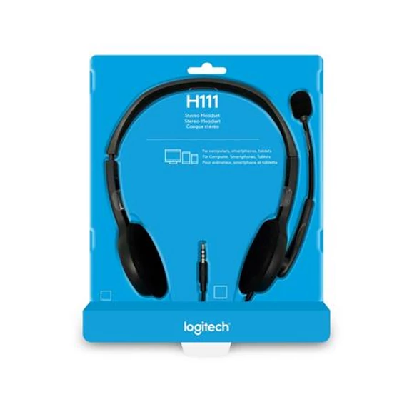 Fejhallgató, mikrofonnal, vezetékes, LOGITECH 