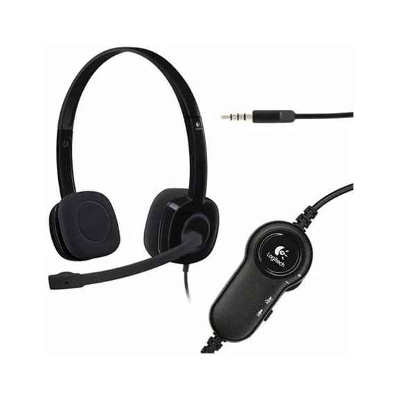 Fejhallgató, mikrofonnal, vezetékes, LOGITECH 