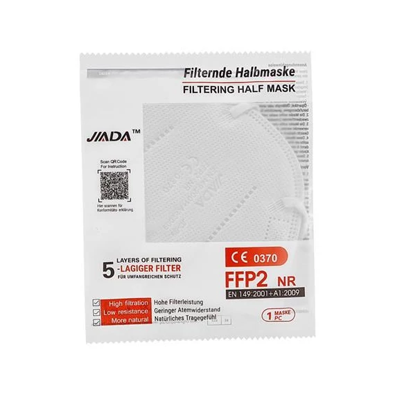 Maszk, FFP2, 5 rétegű, 20 db, fehér