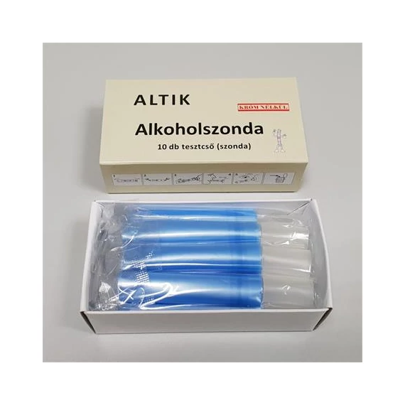 Kémiai alkohol-teszter, befújós, egyszer használható, 10db/cs