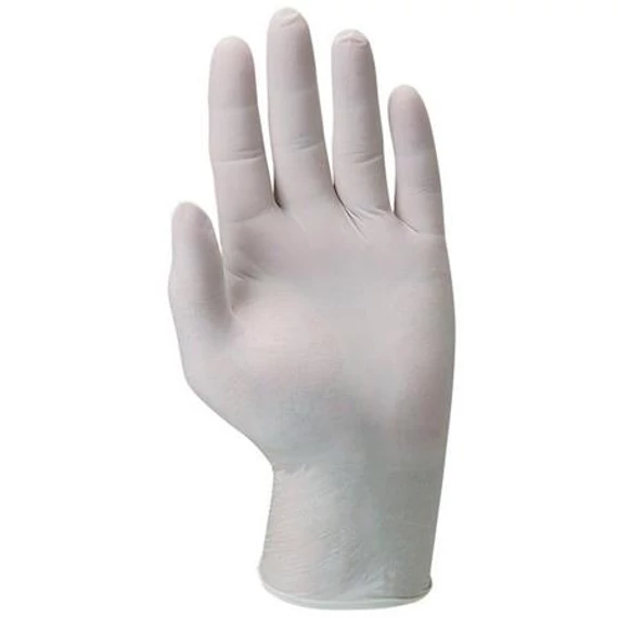 Védőkesztyű, 1x használatos, latex, M/8-as méret, púderezett, 100db/doboz