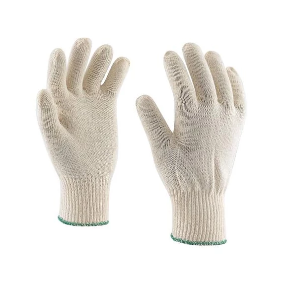 Védőkesztyű, kötött, pamut, 8-as méret, fehér, 10pár/cs