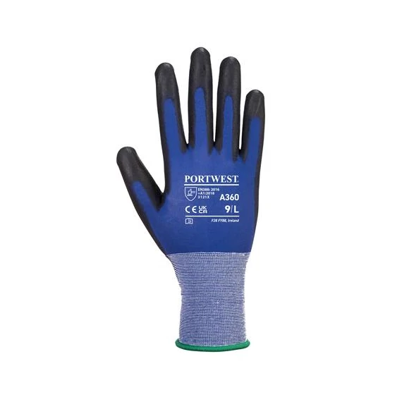 Védőkesztyű, nylon, PU tenyéren mártott, XXL méret "Senti-Flex", kék