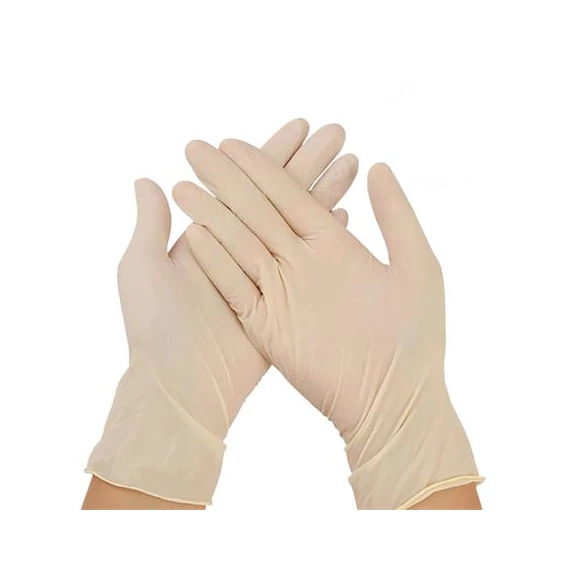 Védőkesztyű, egyszer használatos, latex, 5,7g, XL méret, 100 db, púder nélküli, bézs