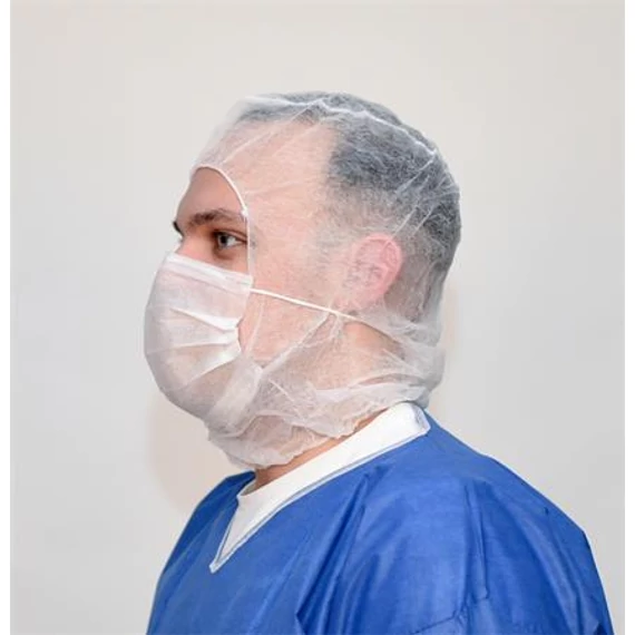 Kámzsa, szájmaszkkal, 2 rétegű, fehér