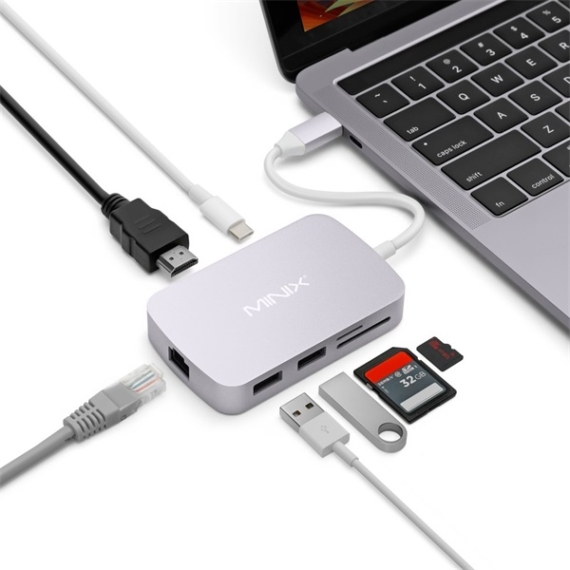 MINIX Átalakító - NEO-C-GGR (USB 3.0 port x 2, Micro SD/SD CR, HDMI, macOS, iPadOS, Windows 10 OS, gray)
