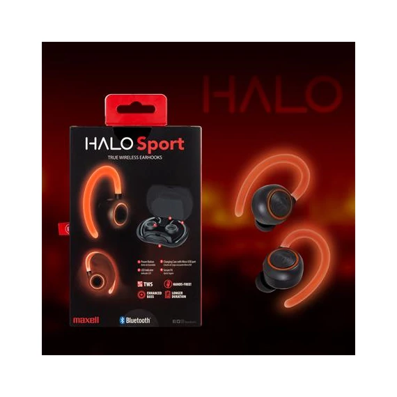 Fülhallgató, vezeték nélküli, Bluetooth, mikrofonnal, LED-es fülhallgató, MAXELL 
