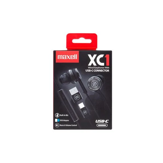 Fülhallgató, mikrofonnal, USB-C, MAXELL 