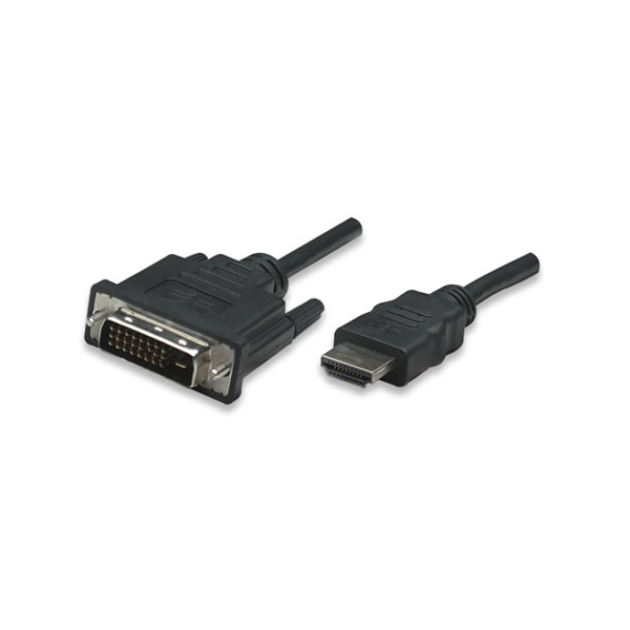 Manhattan Kábel - HDMI to DVI ( 3m; HDMI 19 pin - DVI-D Dual Link, Fekete)