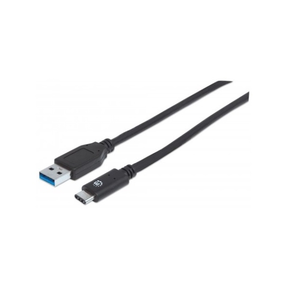 Manhattan Kábel - USB3.0 to Type-C kábel, 1m, Fekete