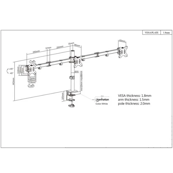 Manhattan LCD Monitor Mount with Center Mount and Double-Link Swing Arms