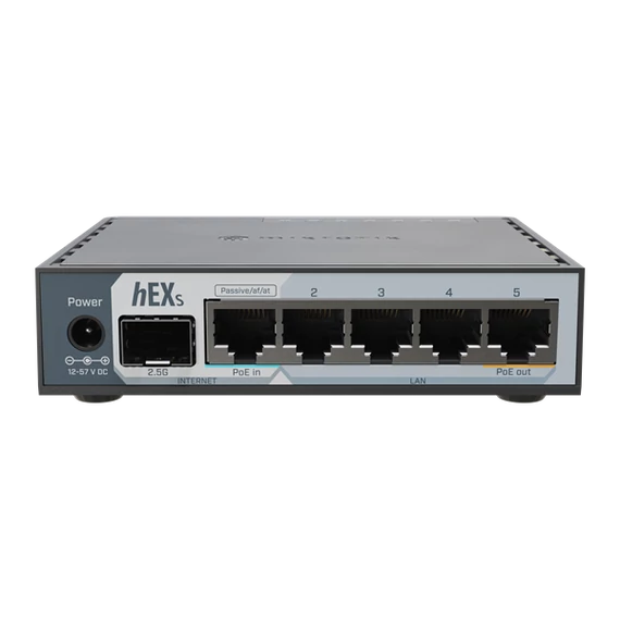MikroTik hEX S (2025 verzió) E60iUGS L4 512MB 5xGbE LAN 1x2.5 GbE SFP port router