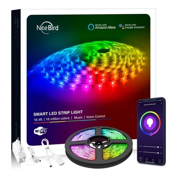 NITEBIRD SL3 Smart Wi-Fi-s RGB LED szalag 10m, zene és APP vezérlés