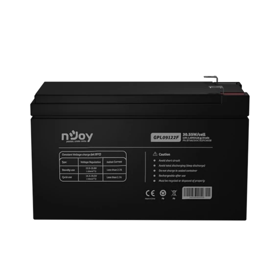NJOY Szünetmentes Akkumulátor - GPL09122F (12V/9Ah, Long-life, T2/F2, zárt, gondozás mentes, AGM)