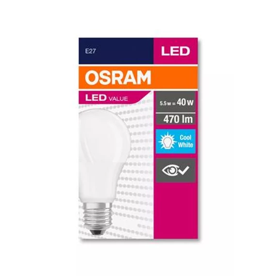 LED izzó, E27, gömb, A60, 5W, 470lm, 4000K (HF), OSRAM 