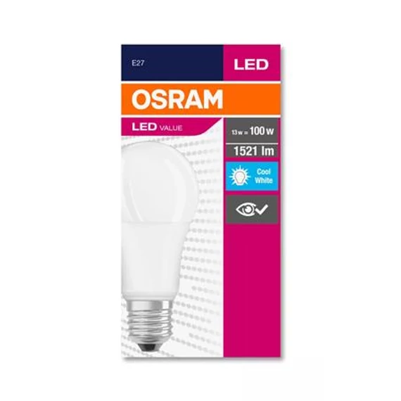 LED izzó, E27, gömb, A60, 13W, 1521lm, 4000K (HF), OSRAM 