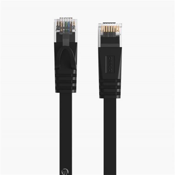 Orico Kábel - PUG-C6B-10-BK/15/ (UTP Lapos patch kábel, CAT6, fekete, 1m)