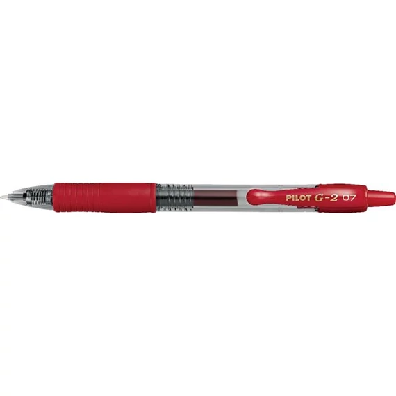Zselés toll 0,7mm, nyomógombos Pilot G-2, írásszín piros