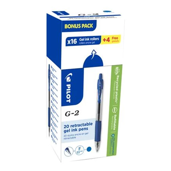 Zselés toll 0,5mm, nyomógombos Pilot G-2, írásszín kék