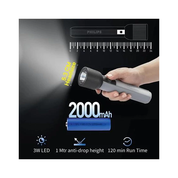 Elemlámpa, LED, újratölthető, PHILIPS