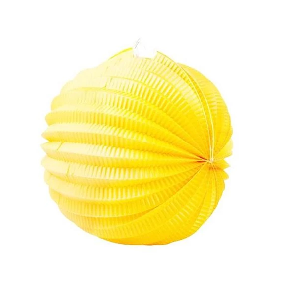 Lampion, kerek, 22 cm, sárga