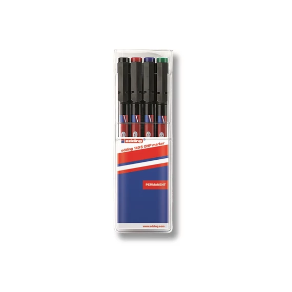 Alkoholos marker készlet, OHP, 0,3 mm, EDDING "140 S", 4 különböző szín
