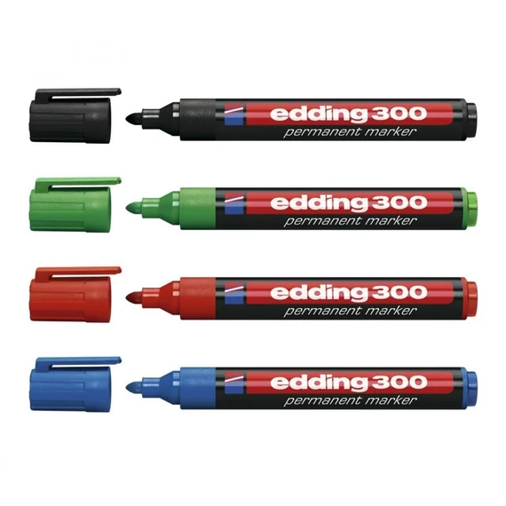 Alkoholos marker készlet, 1,5-3 mm, kúpos, EDDING "300", 4 különböző szín
