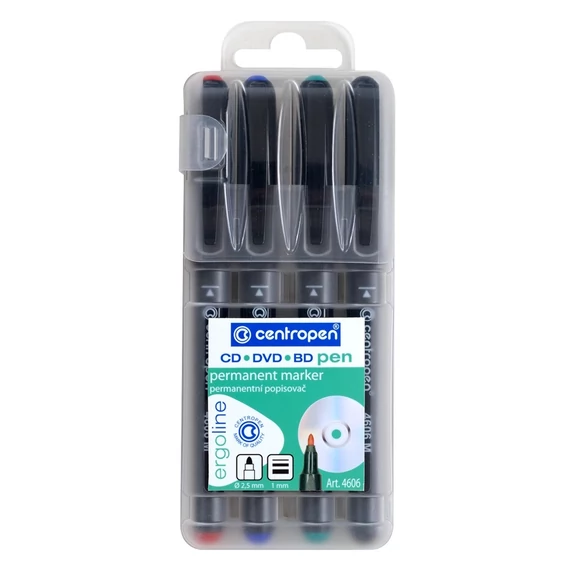 Permanent marker 1mm, CD/DVD Liner M Centropen 4606 4-es klt