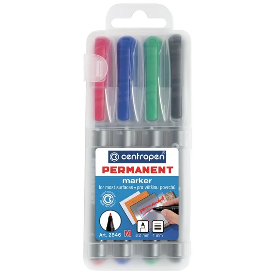 Permanent marker 1mm, M, Centropen 2846, 4 klf. szín