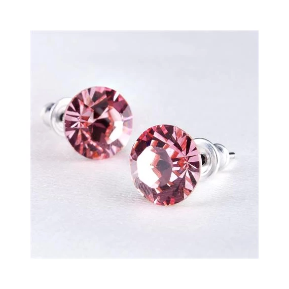 Fülbevaló, rózsaszín SWAROVSKI® kristállyal, 8mm, ART CRYSTELLA®