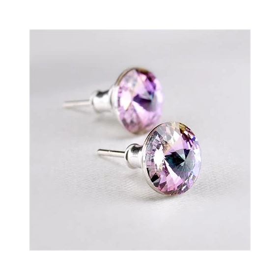 Fülbevaló, ametiszt lila SWAROVSKI® kristállyal, csúcsos, 8mm, ART CRYSTELLA®