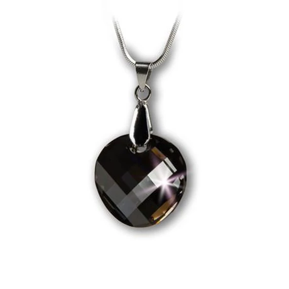 Nyaklánc, kerek formájú, Black Diamond SWAROVSKI® medállal, 18mm ART CRYSTELLA®