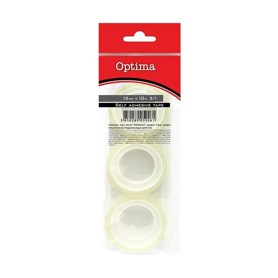 Ragasztószalag OPTIMA víztiszta 15mmx10m átlátszó 3db-os