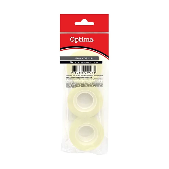 Ragasztószalag OPTIMA víztiszta 15mmx33m átlátszó 3db-os