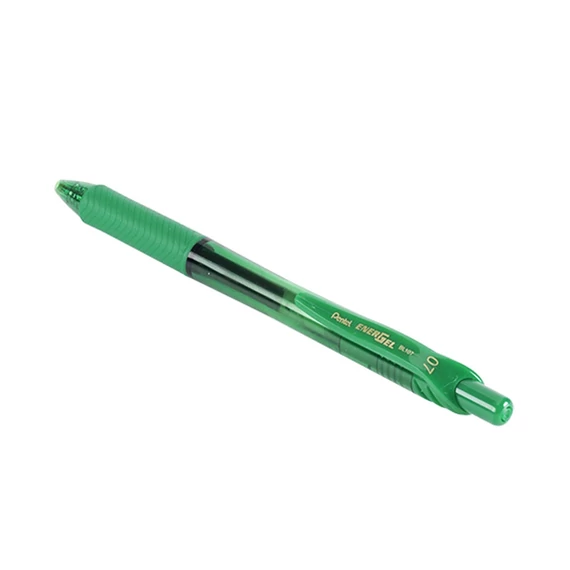 Zseléstoll, 0,35 mm, nyomógombos, PENTEL "EnerGelX BL107", zöld