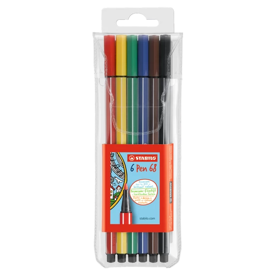 Rostirón készlet, 1 mm, STABILO "Pen 68", 6 különböző szín