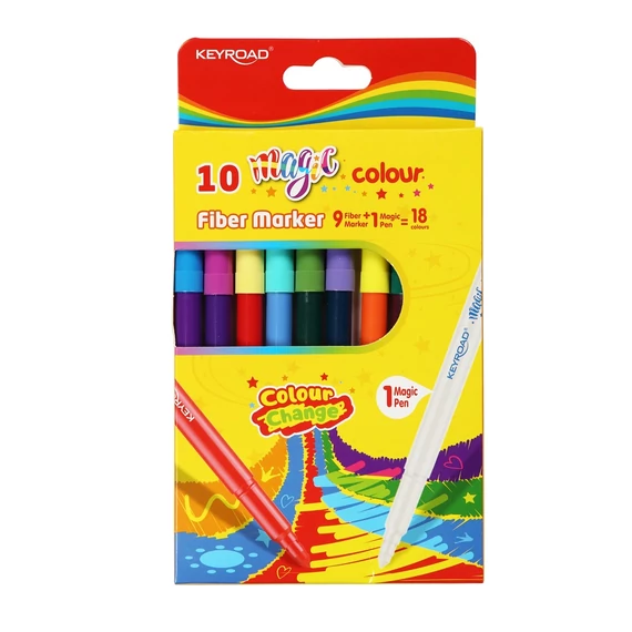 Rostirón, filctoll készlet 10 db/doboz Keyroad Magic fiber marker 18 klf. szín