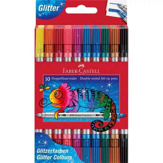 Filctoll FABER-CASTELL kétvégű csillámos 10 darabos