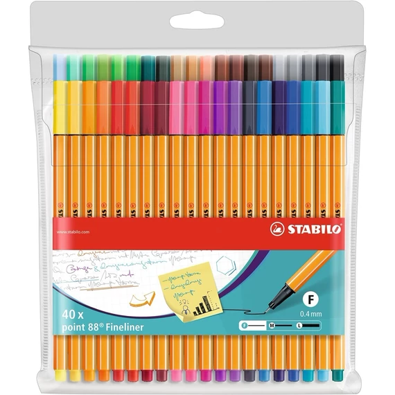 Tűfilc, 0,4 mm, STABILO "Point 88", piros