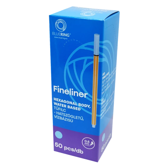 Rostirón, tűfilc vízbázisú, 0,5mm, hatszögletű test, Bluering® világoskék