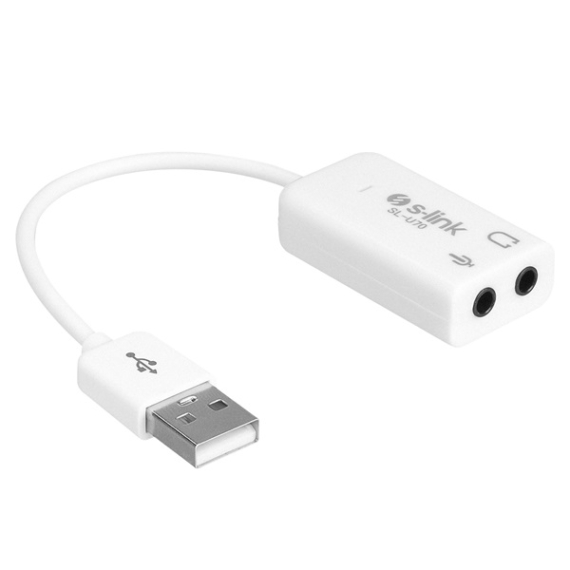 S-Link Átalakító - SL-U70 (USB hangkártya konverter, Bemenet: USB-A, Kimenet: 2x 3,5mm Jack)